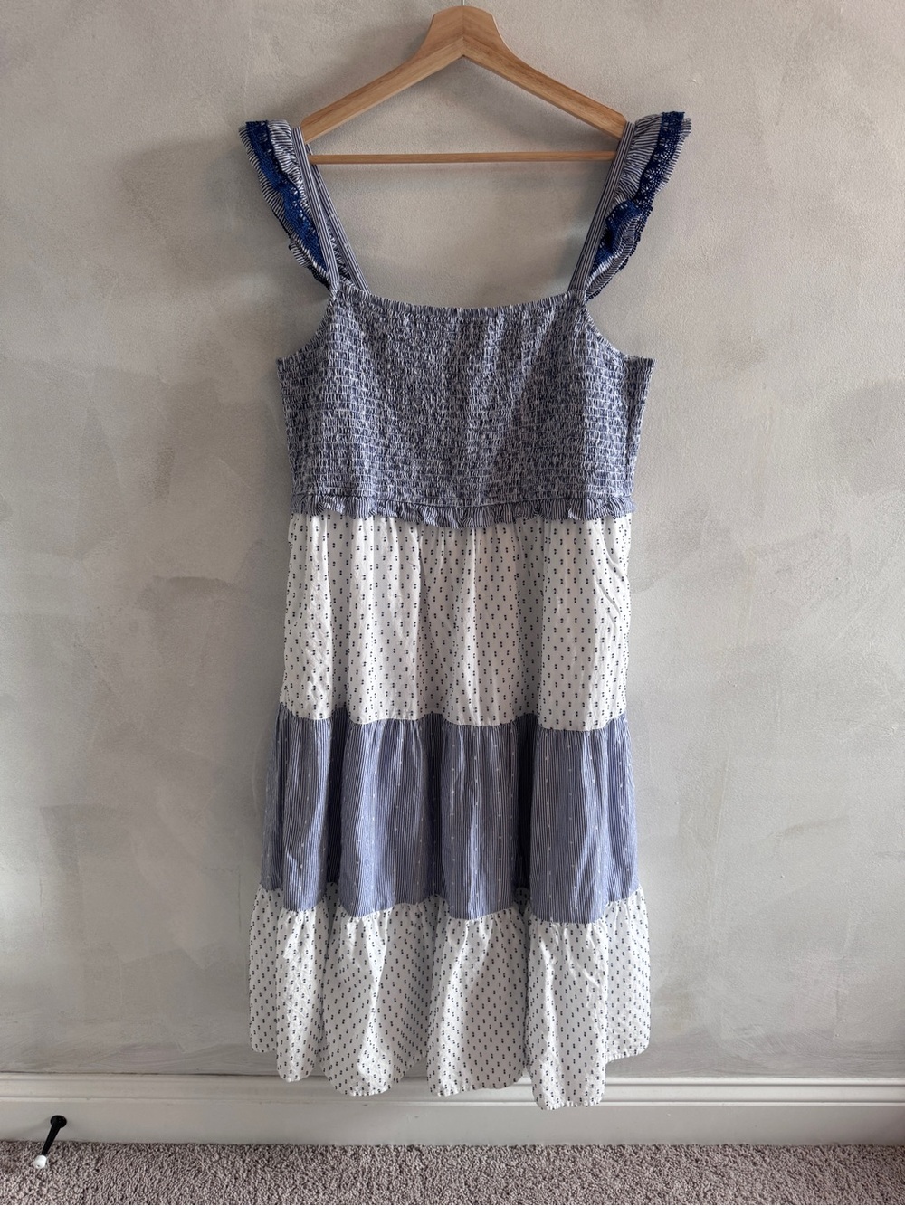J. Crew - Blue and White Smocked Sundress - Size XL
